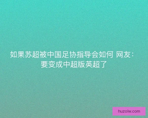 如果苏超被中国足协指导会如何 网友：要变成中超版英超了